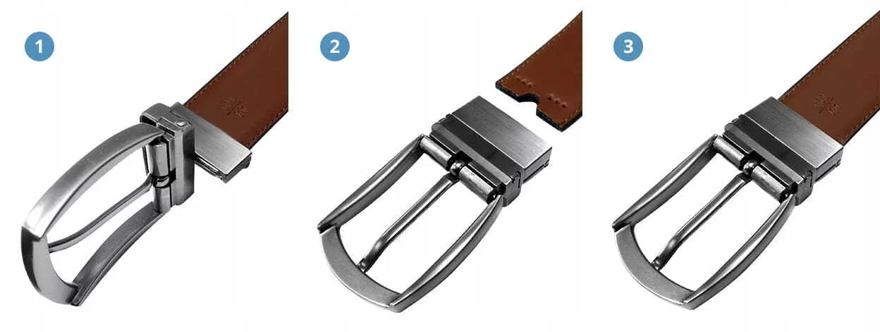 Vīriešu divpusēja ādas josta Brandy (melna/brūna) 