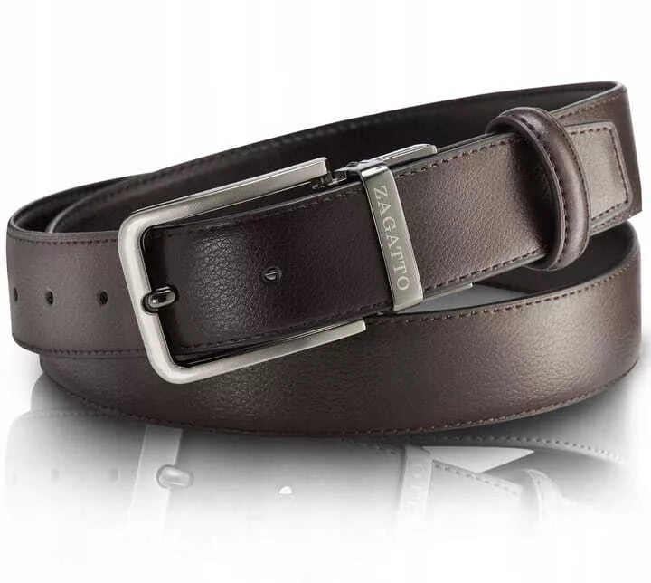 Vīriešu divpusēja ādas josta Brandy (melna/brūna) 