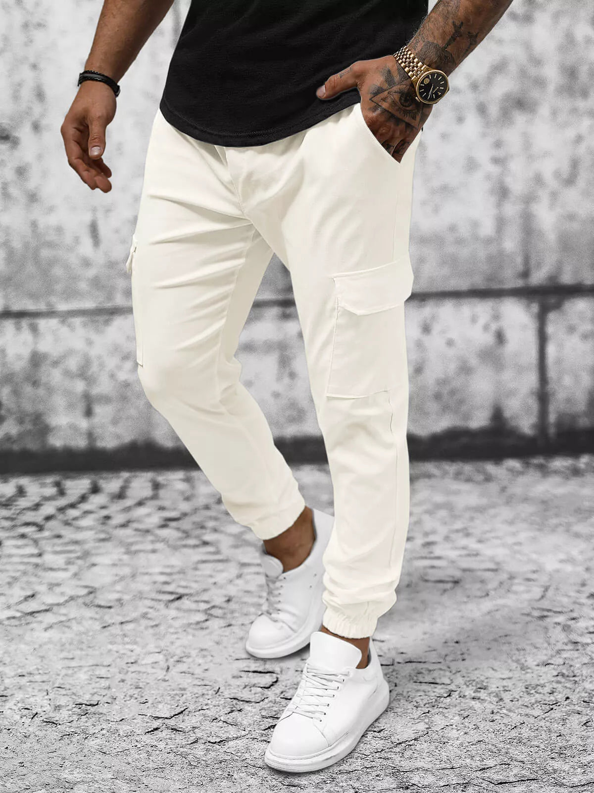 Vīriešu dzelteni sporta bikses Ecru krāsā