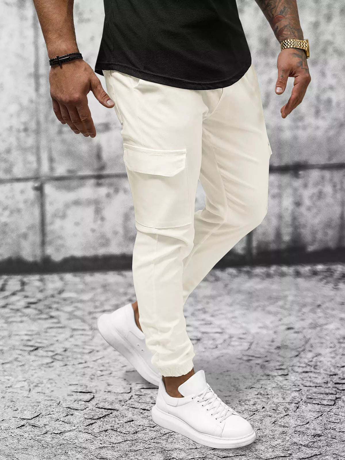 Vīriešu dzelteni sporta bikses Ecru krāsā