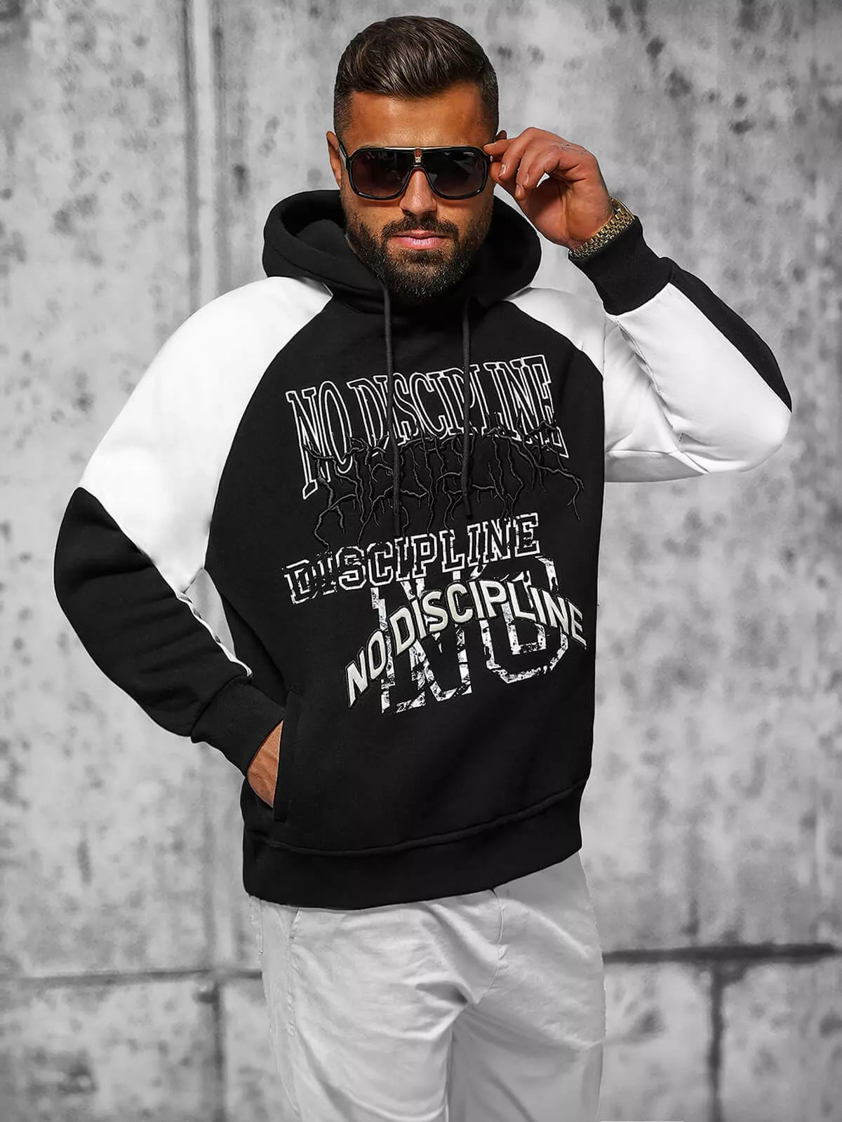 Vīriešu melns džemperis "No Discipline"