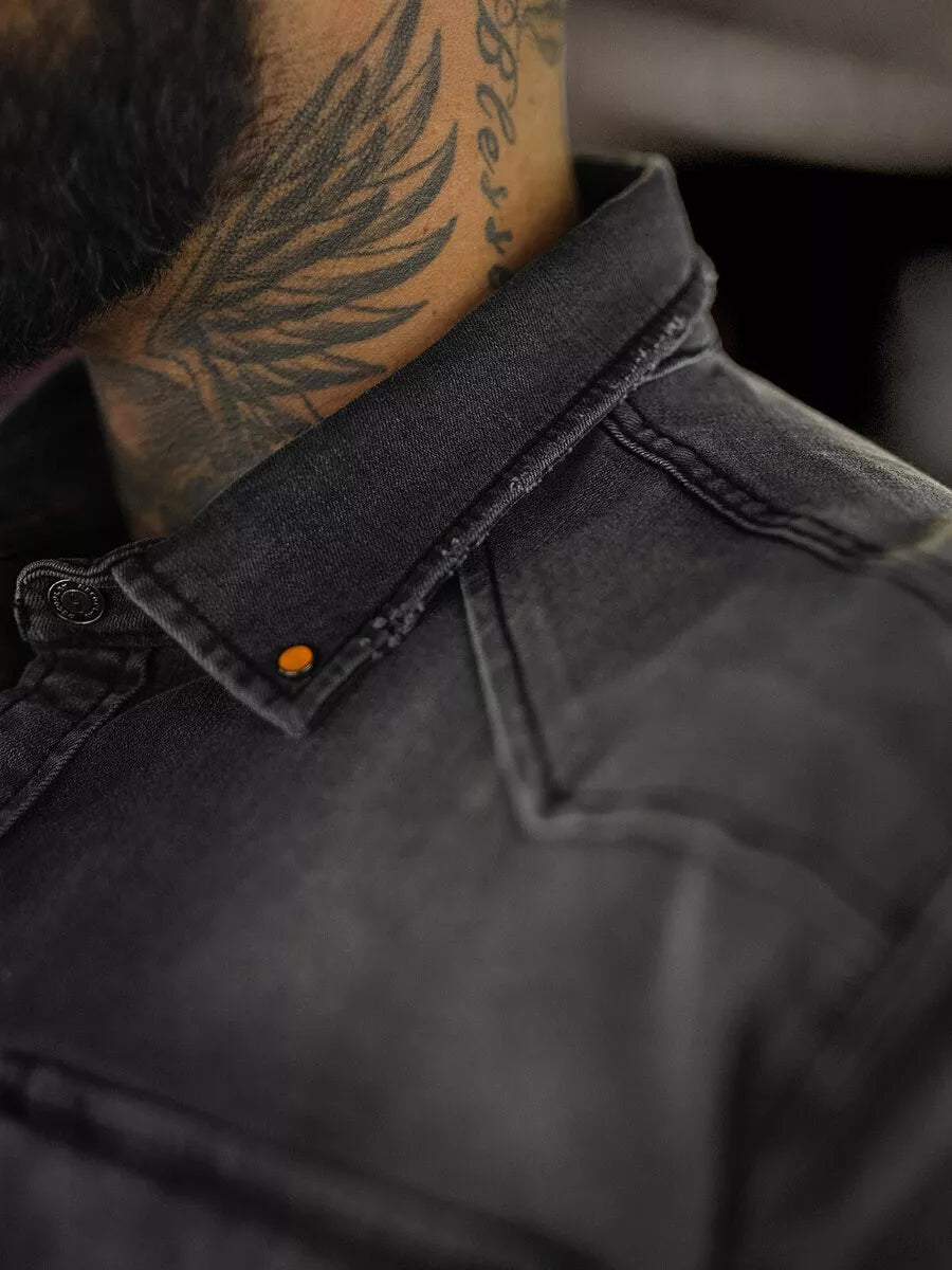 Vīriešu džinsa pelēks krekls