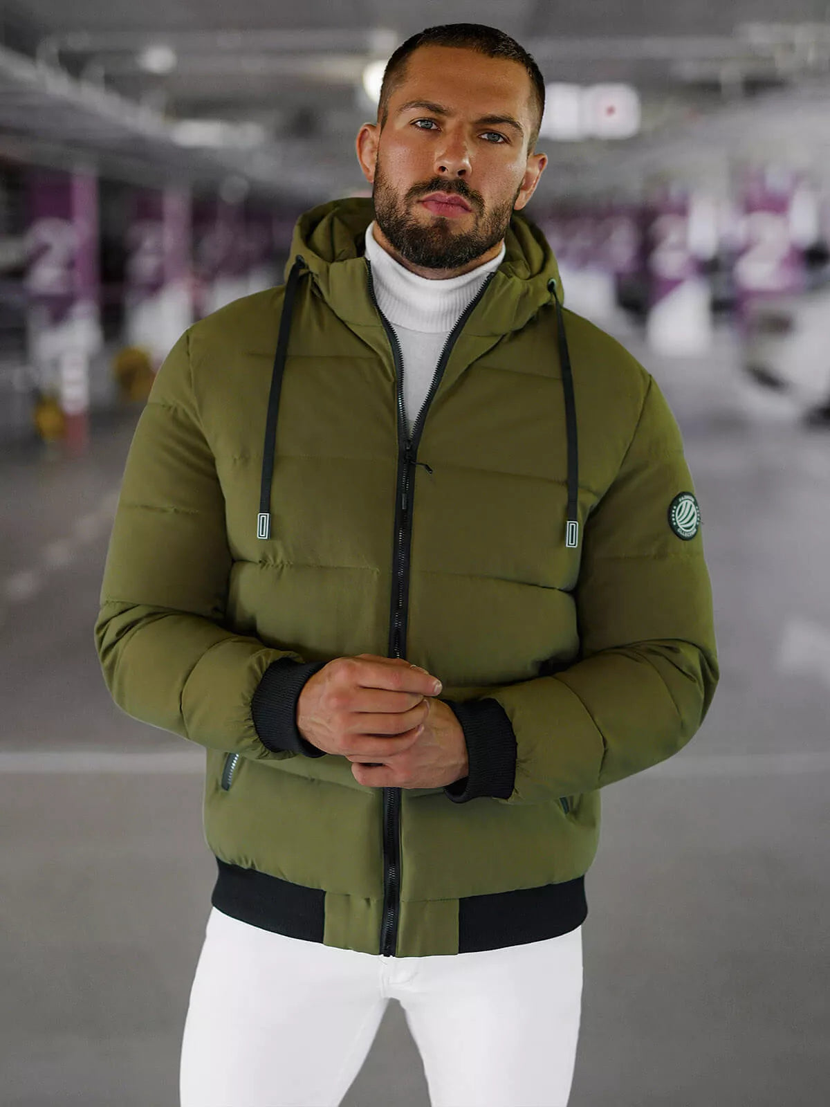 Vīriešu haki krāsas ziemas jaka Edi