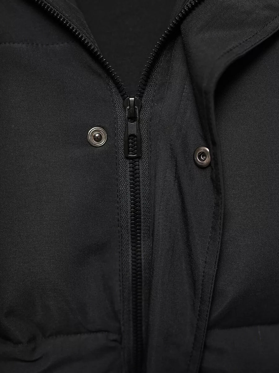 Melna vīriešu jaka ar brūnām piedurknēm Ecru