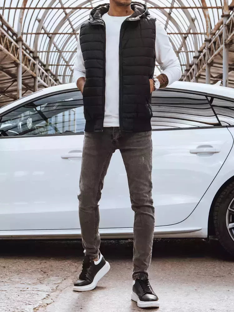 Vīriešu melna kapuces veste David