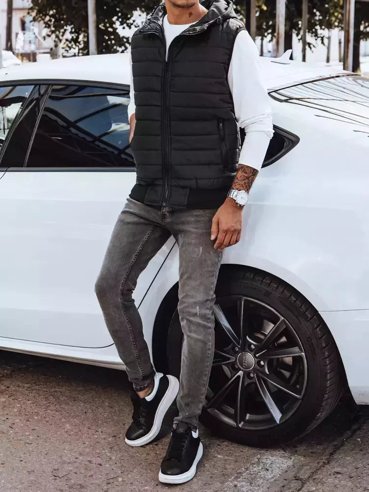 Vīriešu melna kapuces veste David