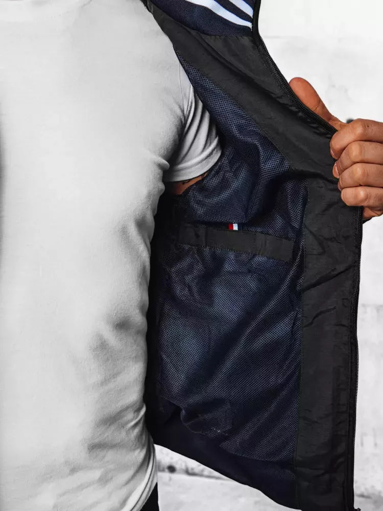 Vīriešu melna jaka ar kapuci Nemor