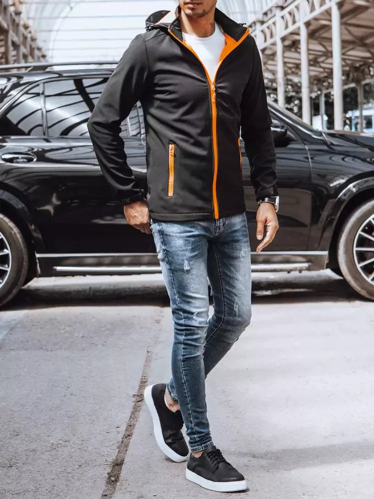 Vīriešu melna jaka ar oranžām detaļām Arot