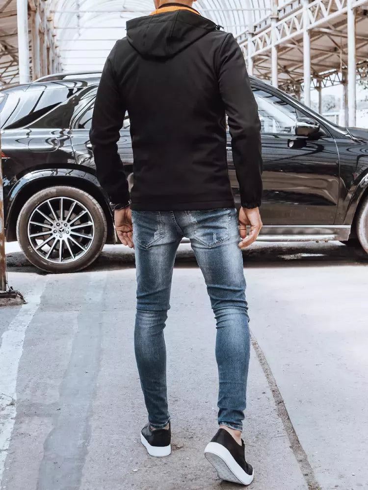 Vīriešu melna jaka ar oranžām detaļām Arot