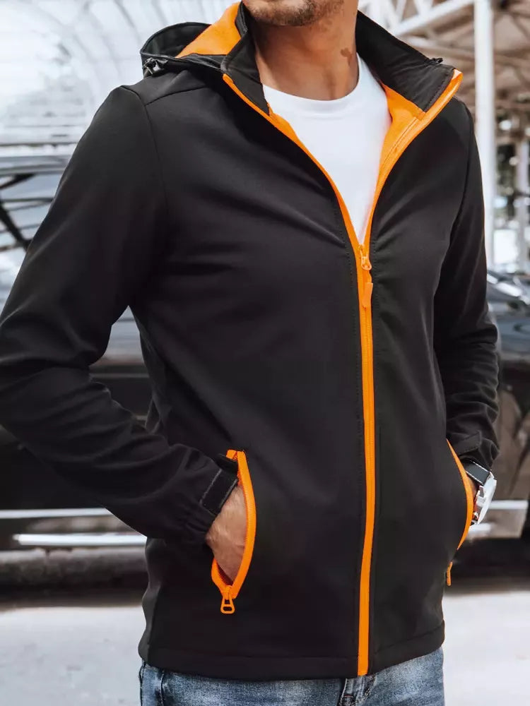 Vīriešu melna jaka ar oranžām detaļām Arot