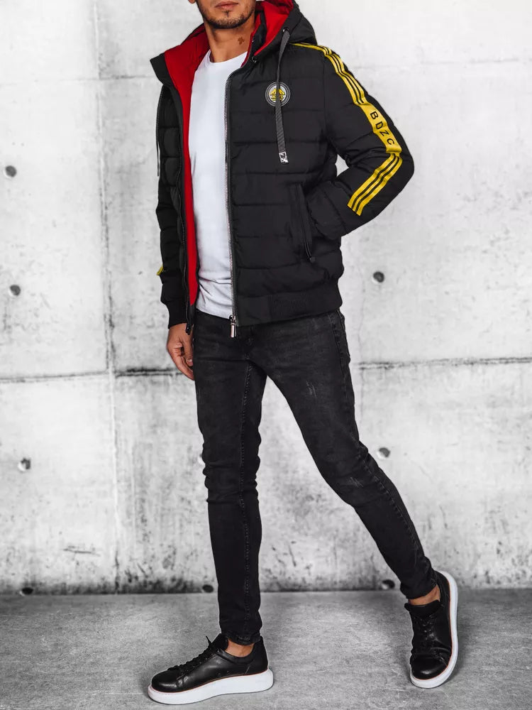 Vīriešu melna stepēta jaka Romel 