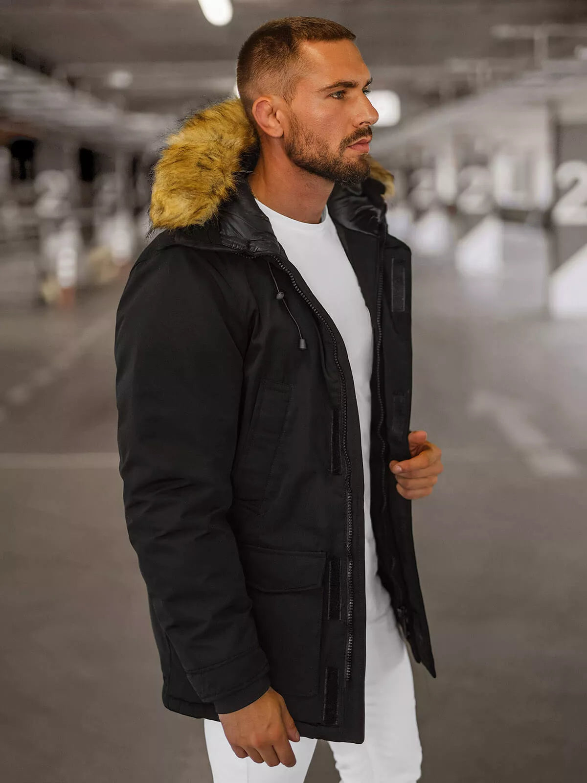 Melna vīriešu ziemas jaka Anton