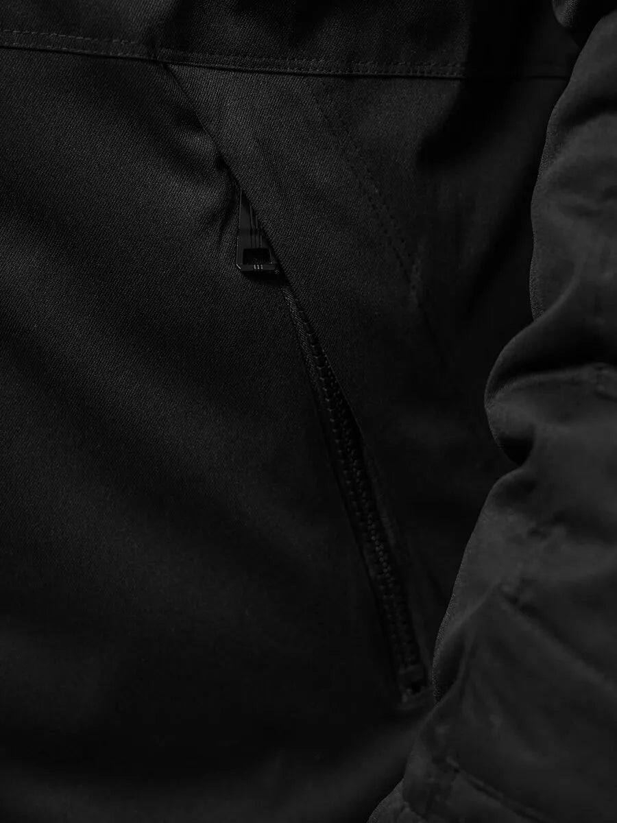 Vīriešu melna ziemas jaka ar kažokādu Eget