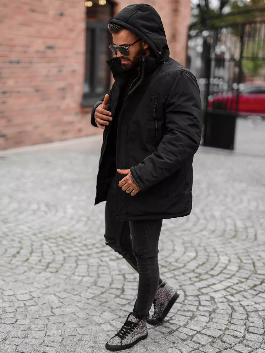 Vīriešu melna ziemas jaka Mason