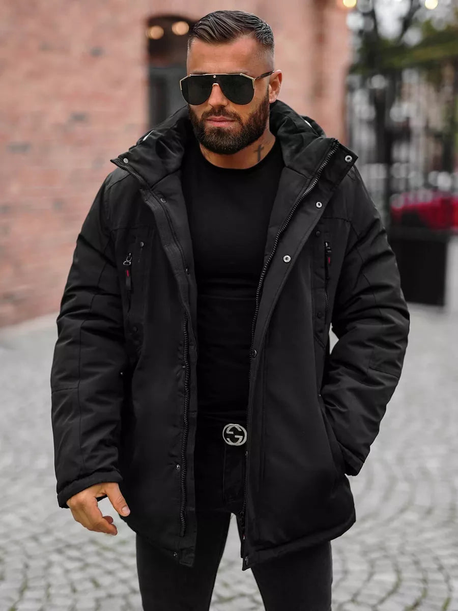 Vīriešu melna ziemas jaka Mason