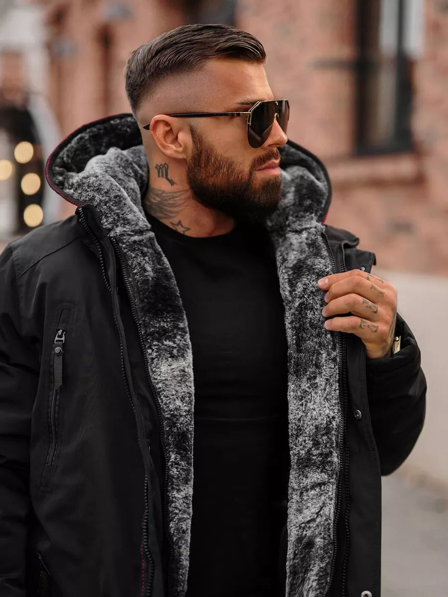 Vīriešu melna ziemas jaka Max