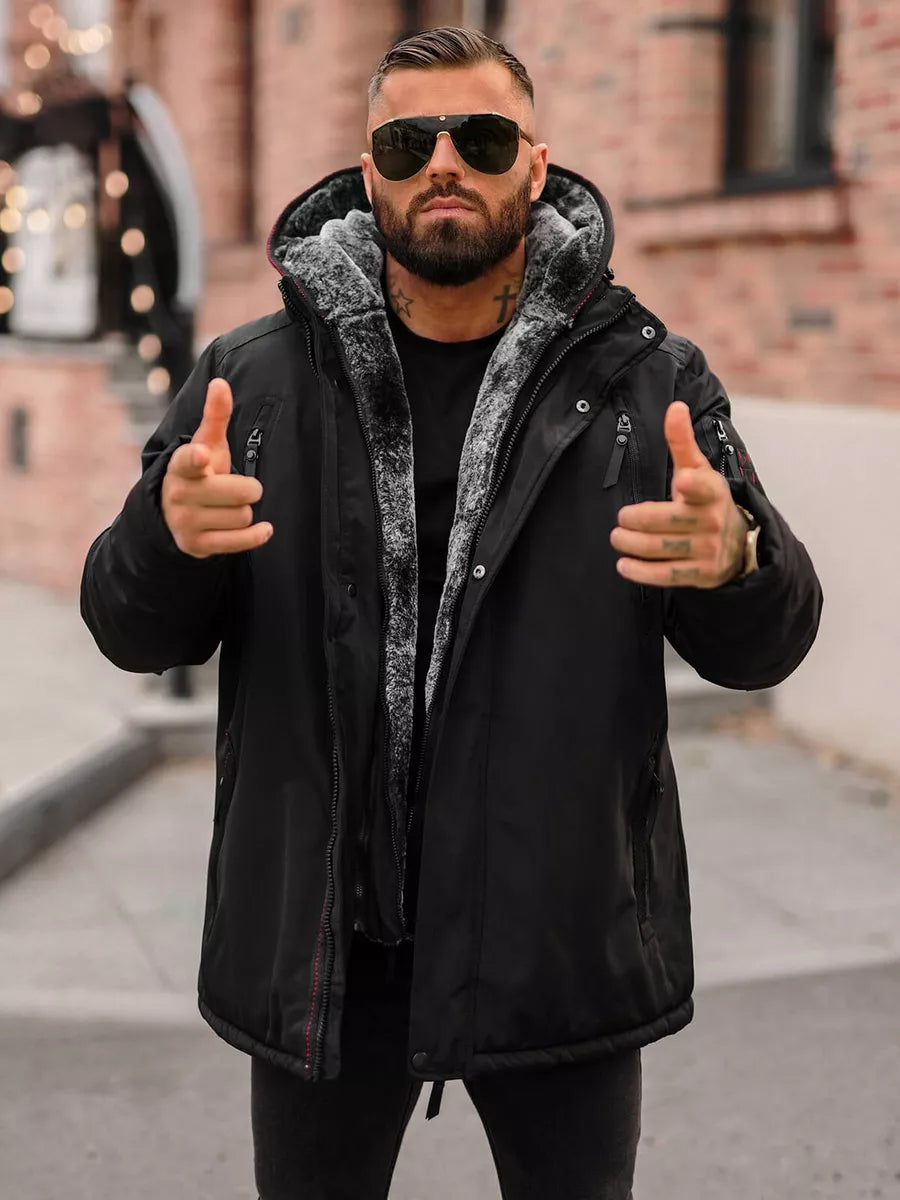 Vīriešu melna ziemas jaka Max