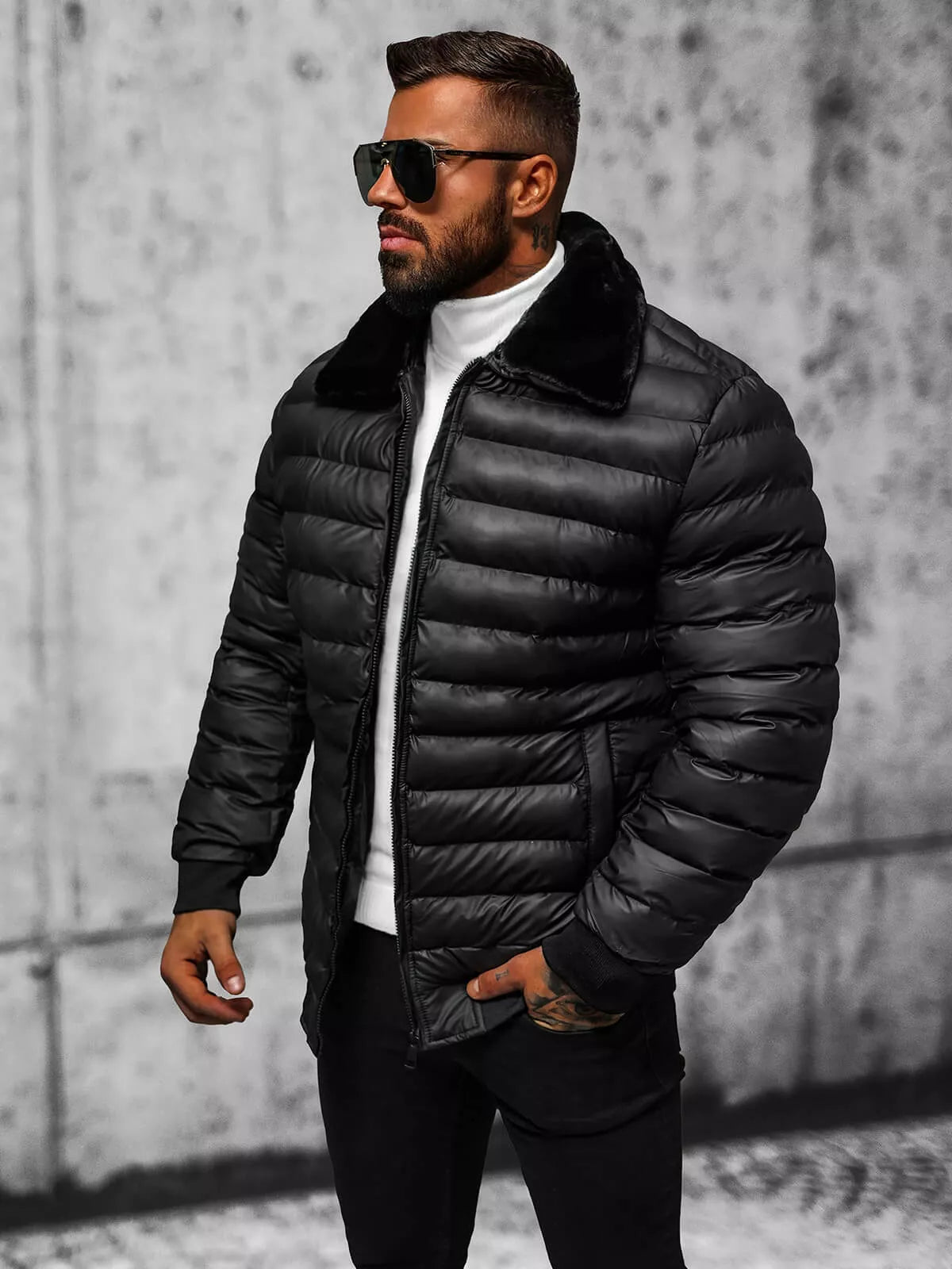 Vīriešu melna ziemas jaka Star