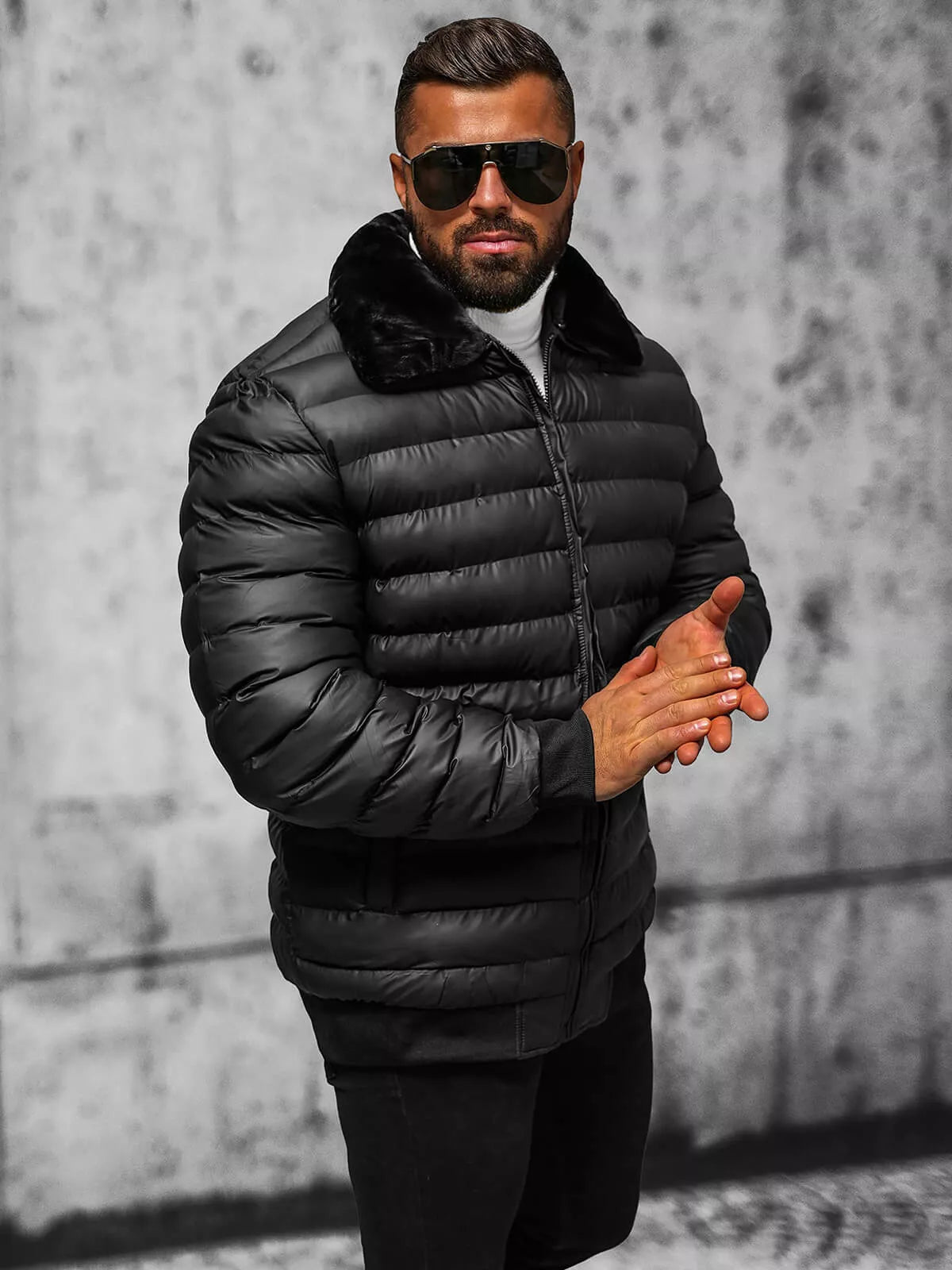 Vīriešu melna ziemas jaka Star