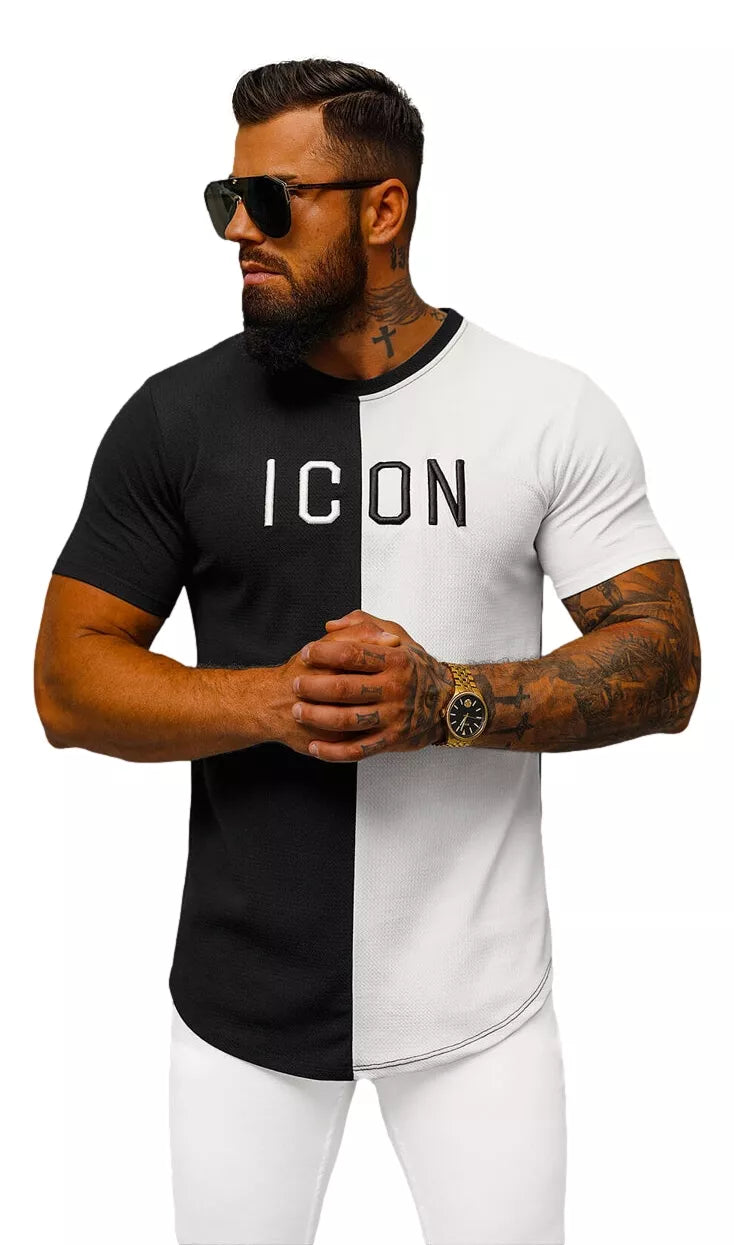 Vīriešu melnbalts T-krekls Icon