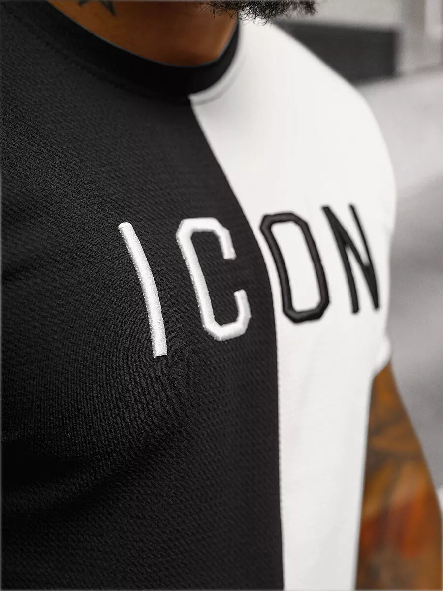 Vīriešu melnbalts T-krekls Icon