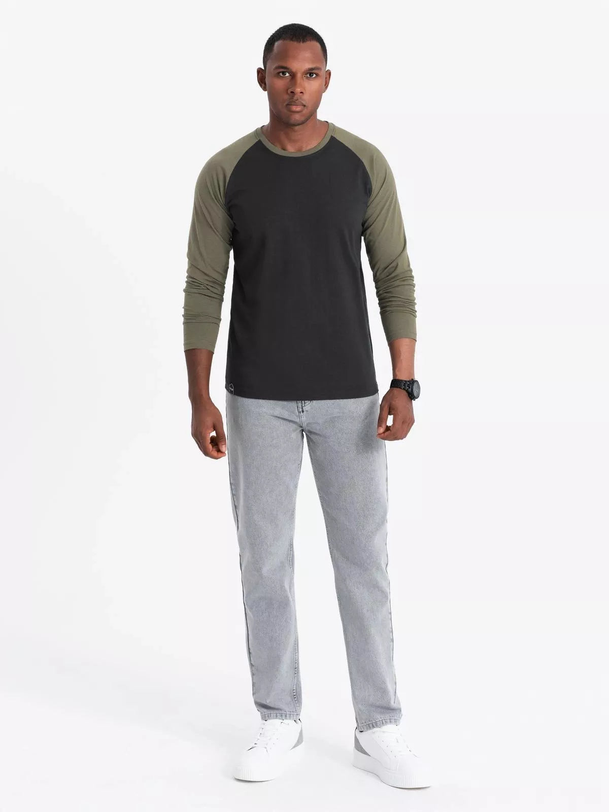 Vīriešu melns/haki krāsas krekls ar garām piedurknēm Artur