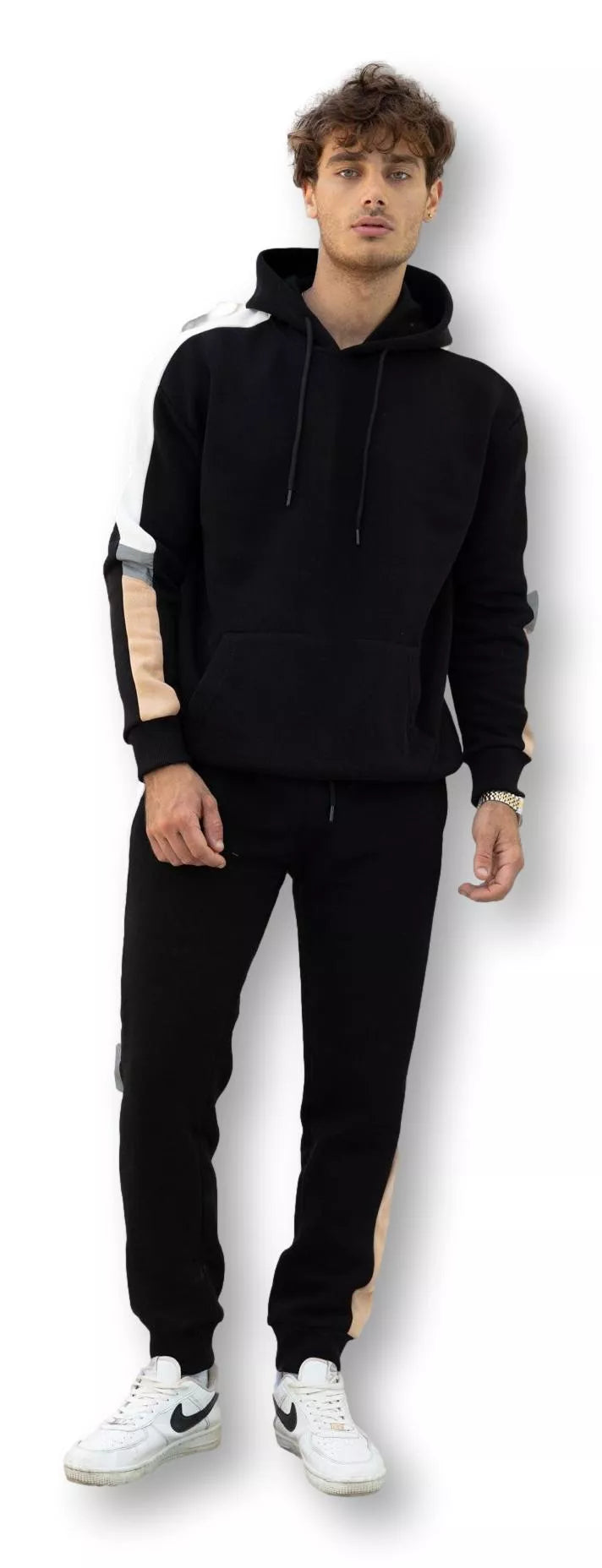 Melns vīriešu komplekts ar baltu svītru Core