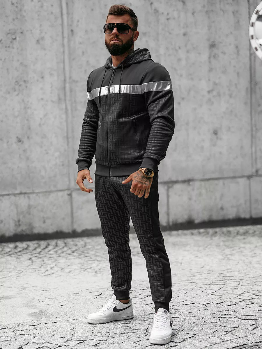 Melns vīriešu komplekts ar kapuci Elers