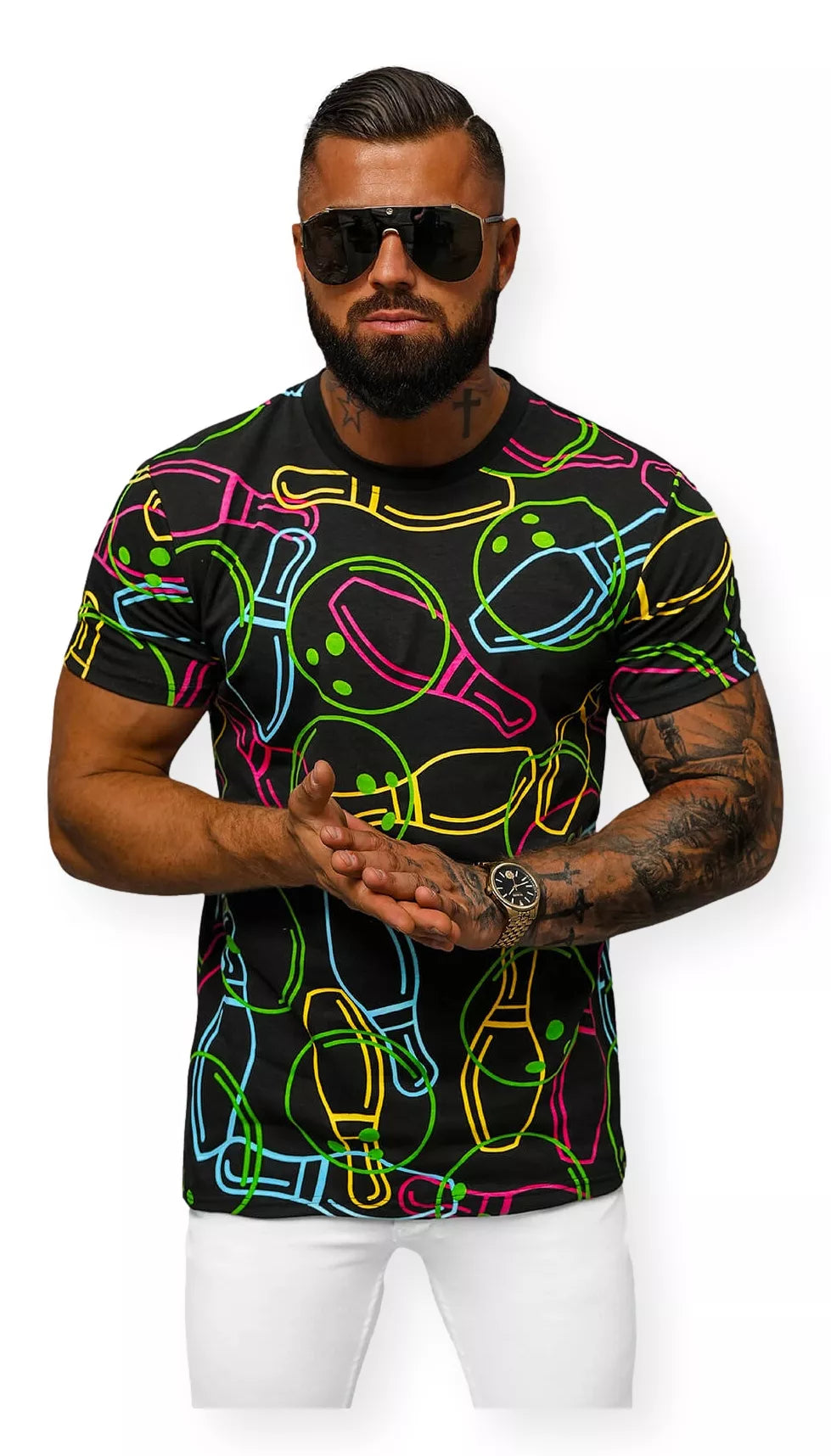 Vīriešu melns T-krekls ar Goal apdruku