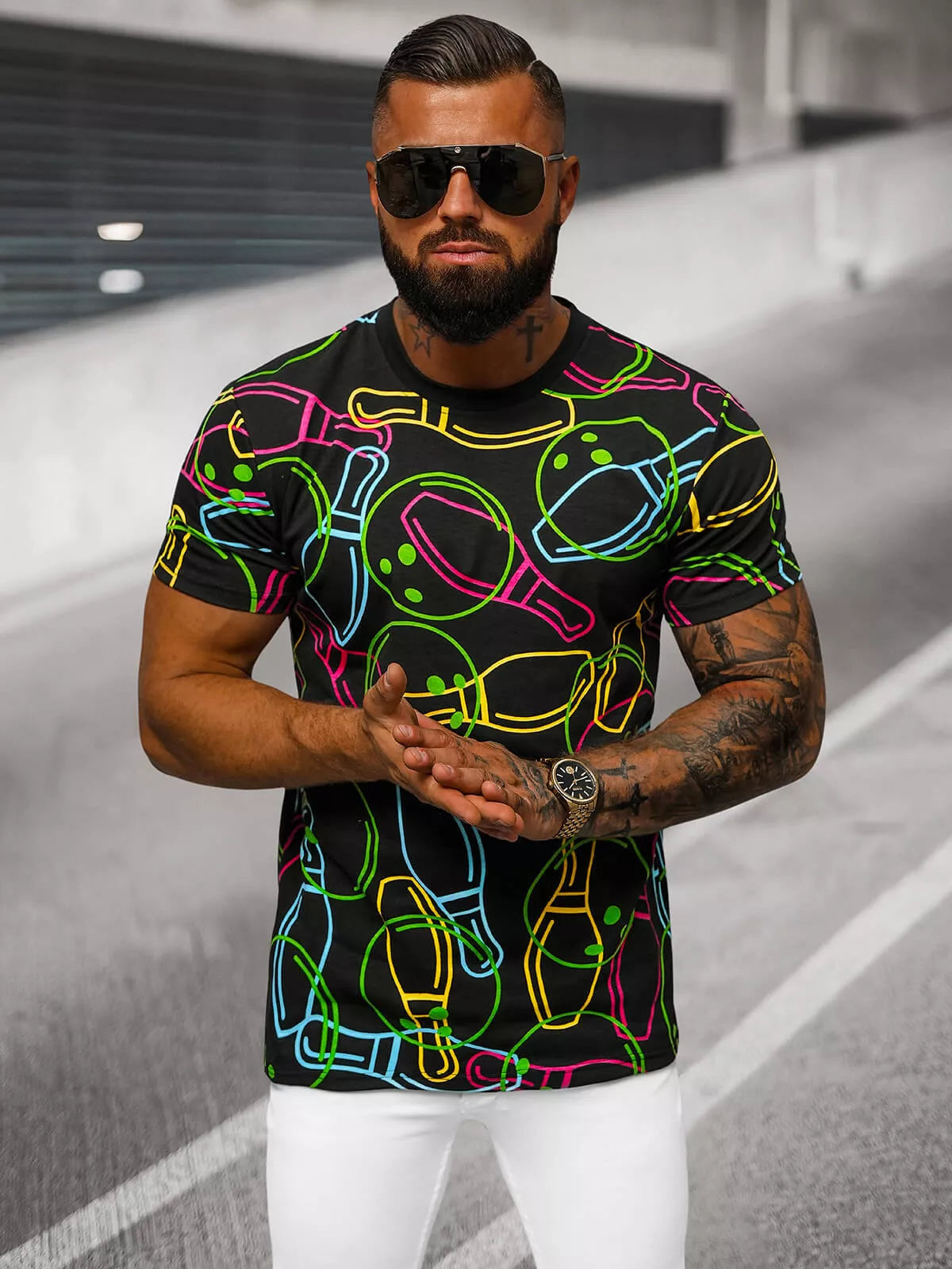 Vīriešu melns T-krekls ar Goal apdruku