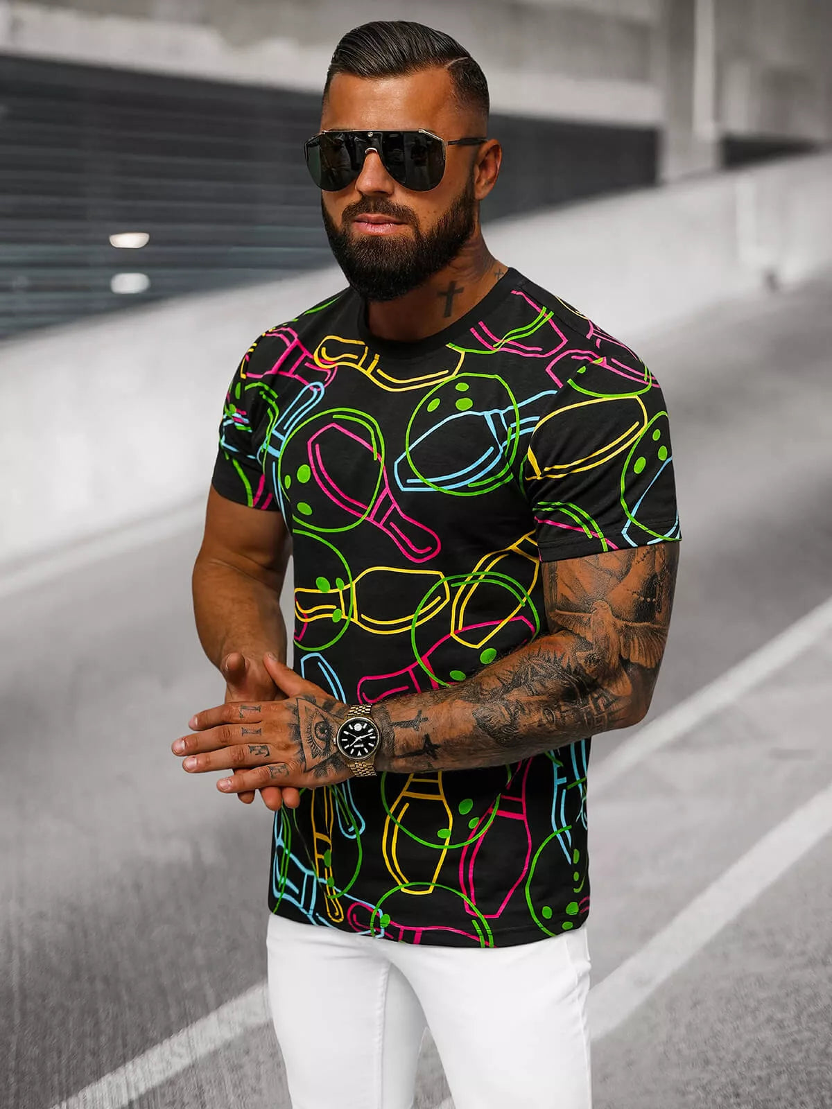 Vīriešu melns T-krekls ar Goal apdruku