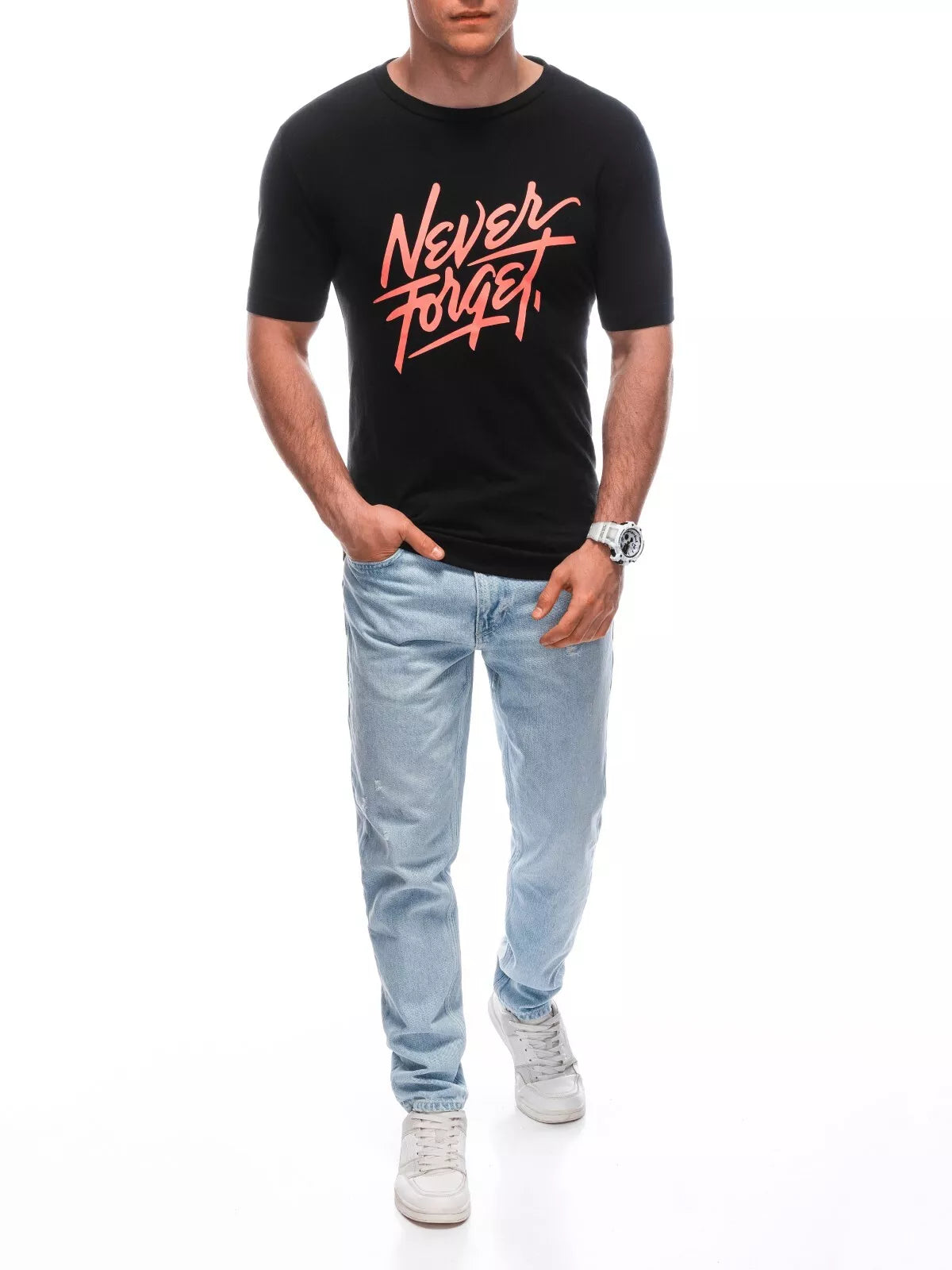 Vīriešu melns T-krekls Forget