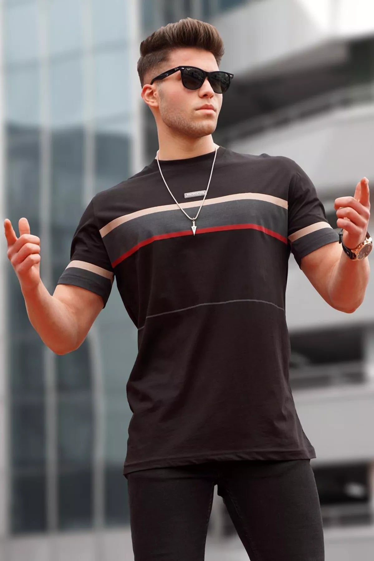 Vīriešu melns T-krekls Geoffrey