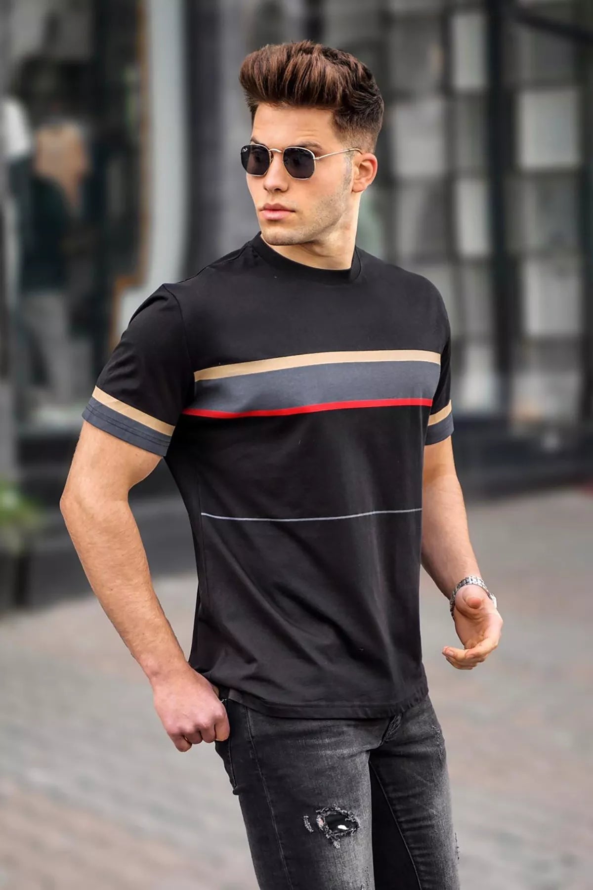 Vīriešu melns T-krekls Geoffrey