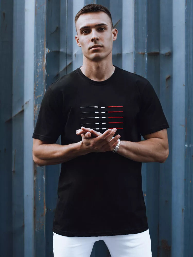 Vīriešu melns T-krekls Lines