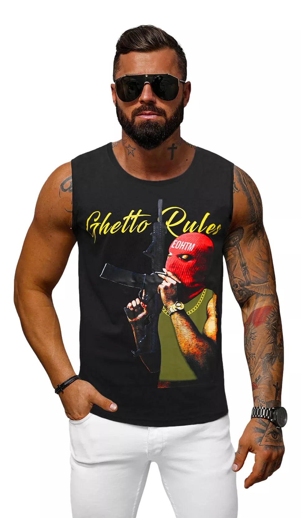 Vīriešu melns T-krekls "Rules"