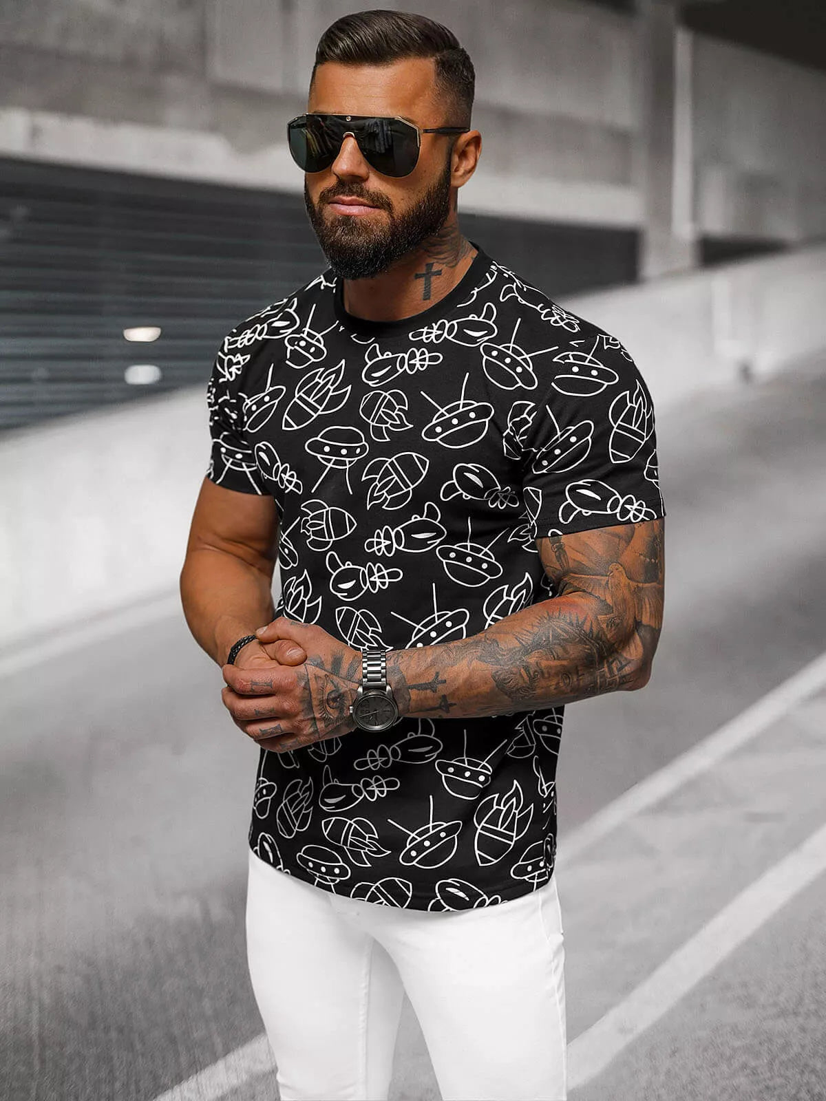 Vīriešu melns T-krekls Kosmoss