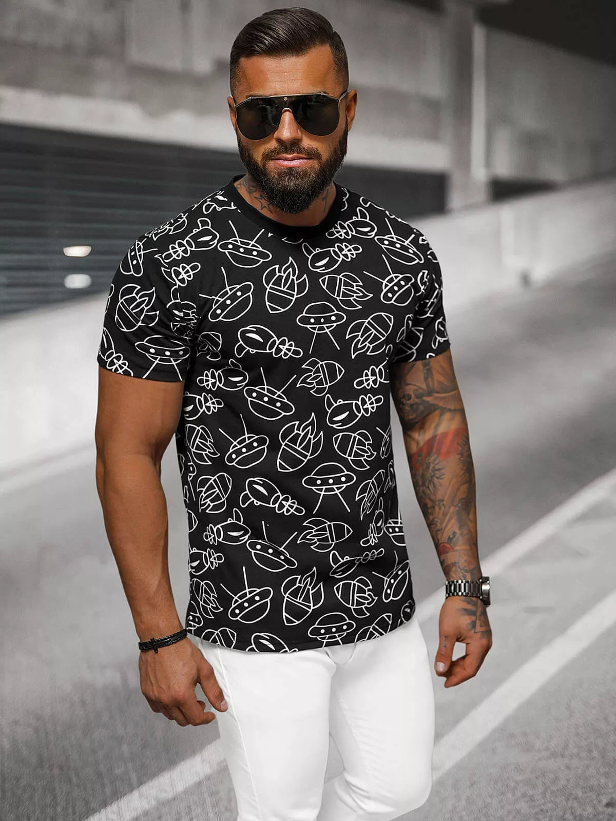 Vīriešu melns T-krekls Kosmoss