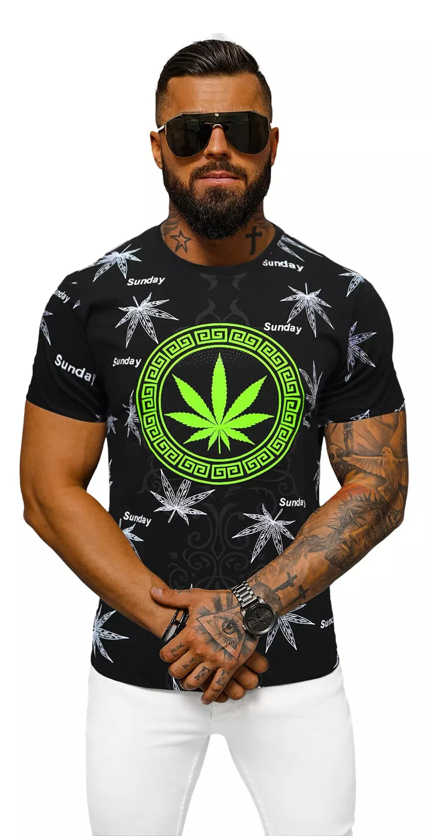 Vīriešu melns T-krekls "Sunday"