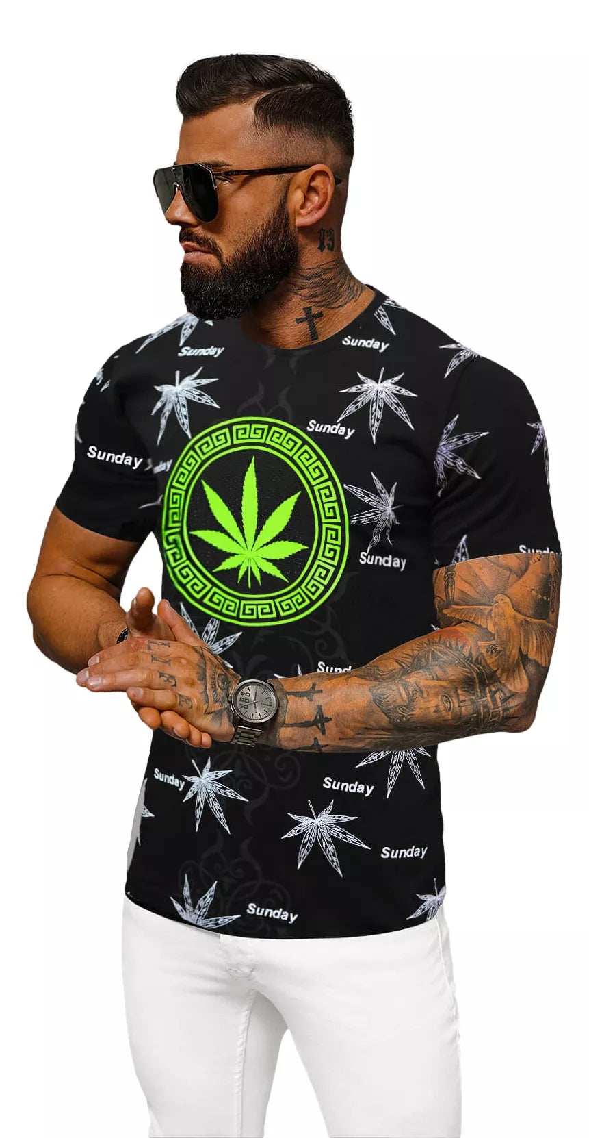 Vīriešu melns T-krekls "Sunday"