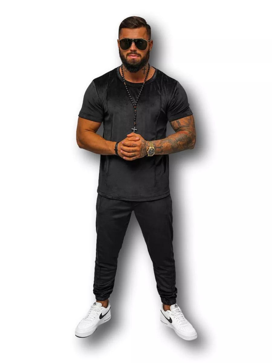 Vīriešu melns velūra komplekts Sinor.