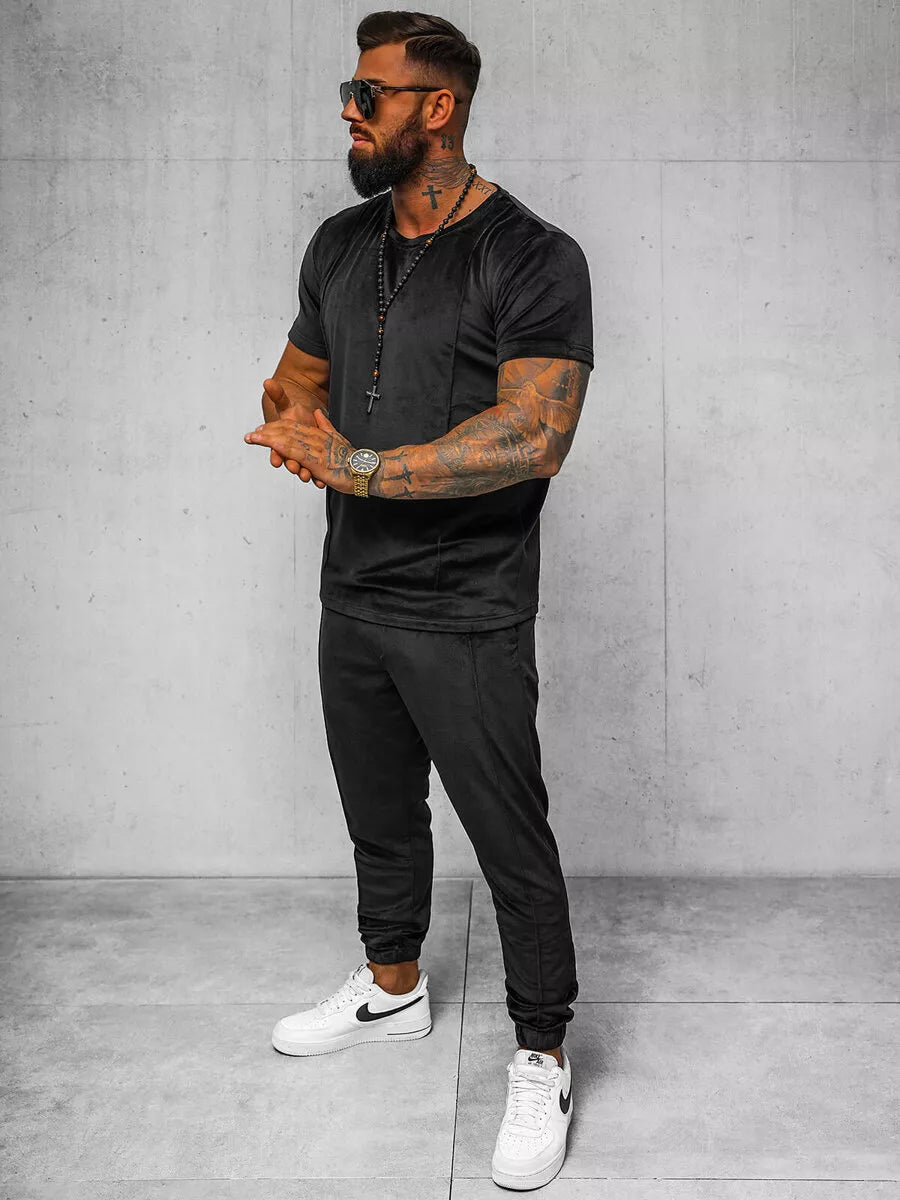 Vīriešu melns velūra komplekts Sinor.