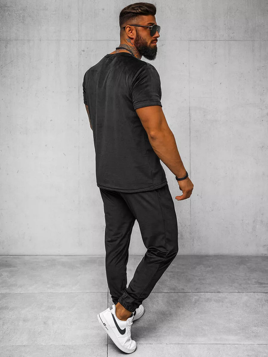 Vīriešu melns velūra komplekts Sinor.