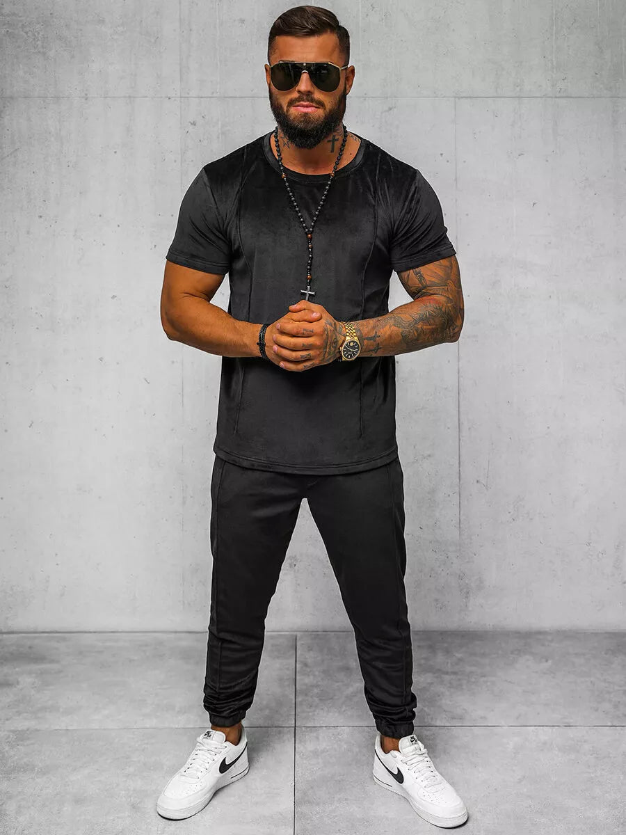 Vīriešu melns velūra komplekts Sinor.