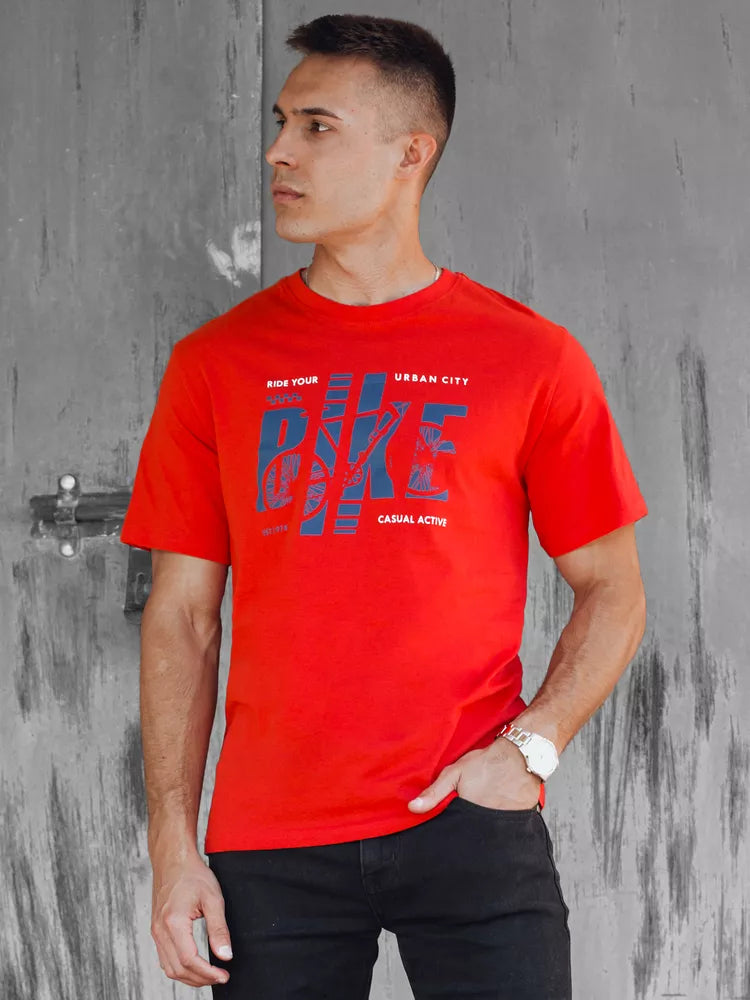 Vīriešu oranžs velosipēda T-krekls