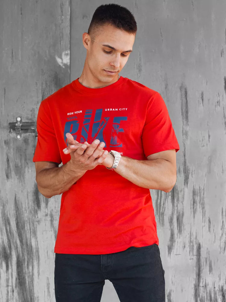 Vīriešu oranžs velosipēda T-krekls