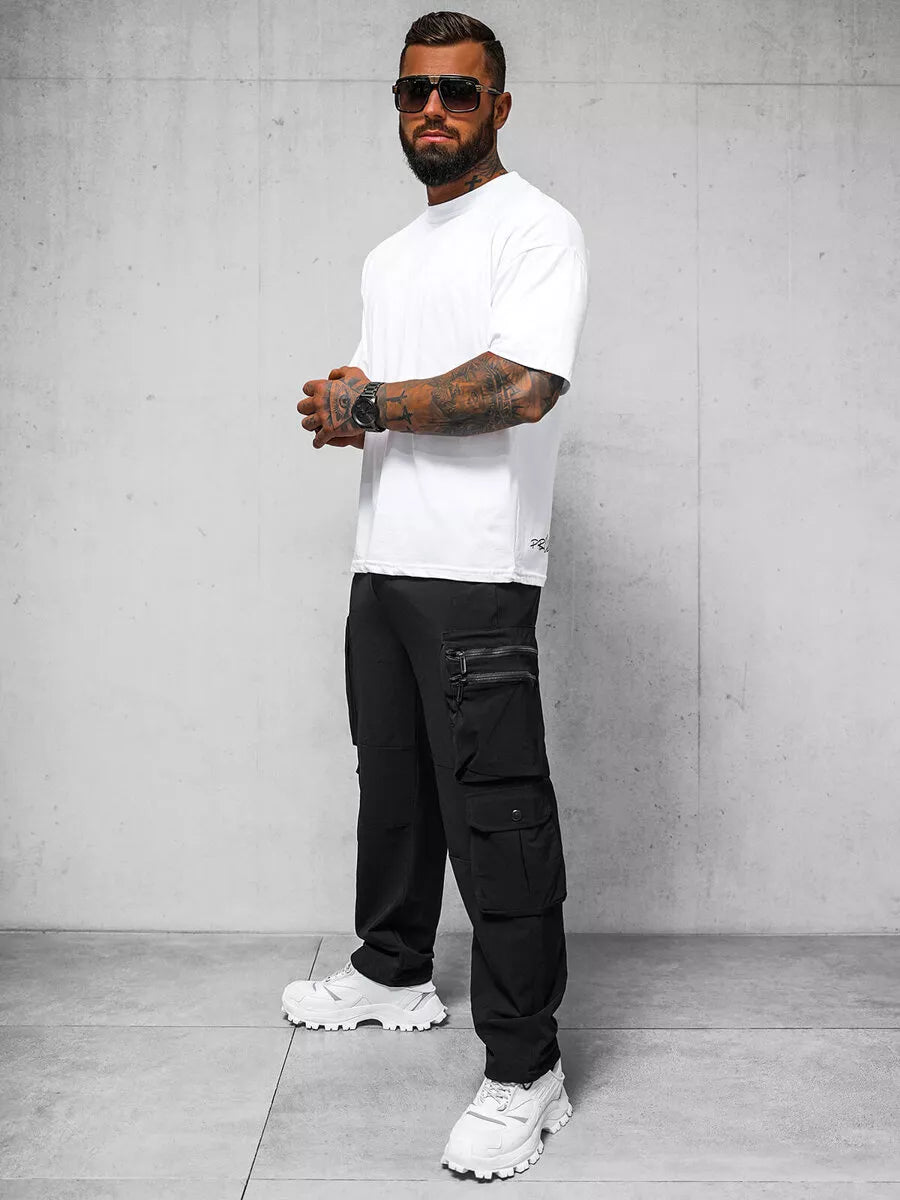 Vīriešu platas melnas bikses Olimp