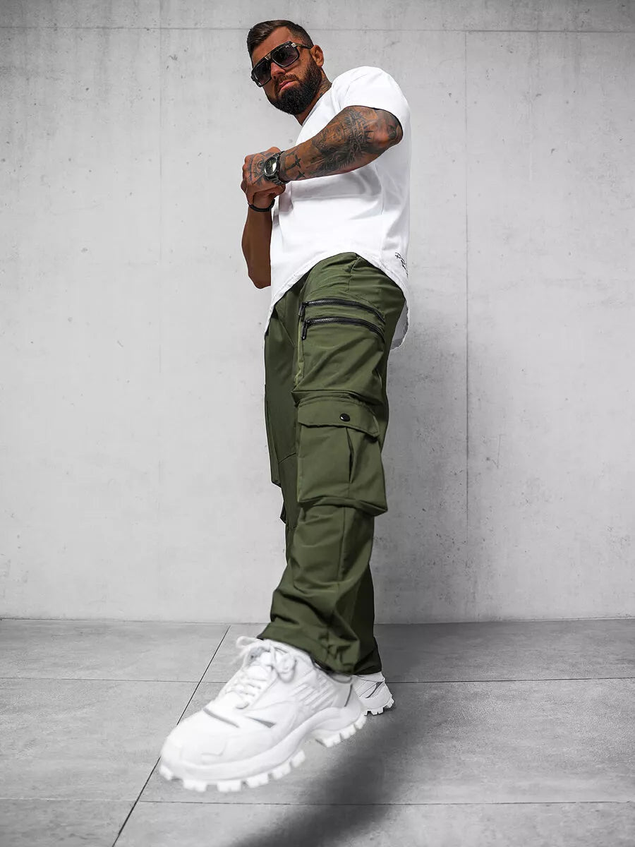 Vīriešu platas haki krāsas bikses Olimp