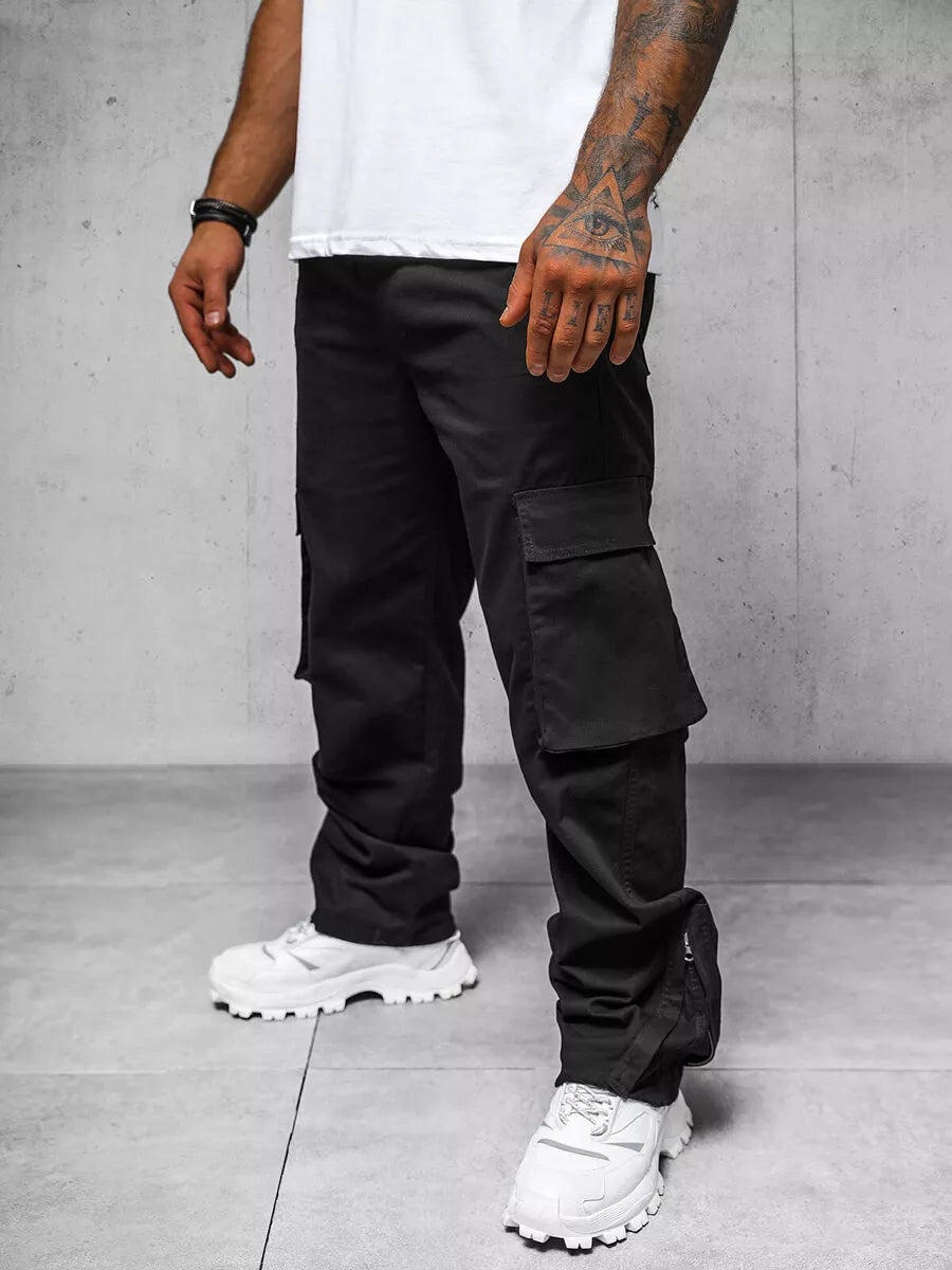 Vīriešu platas melnas bikses Deril