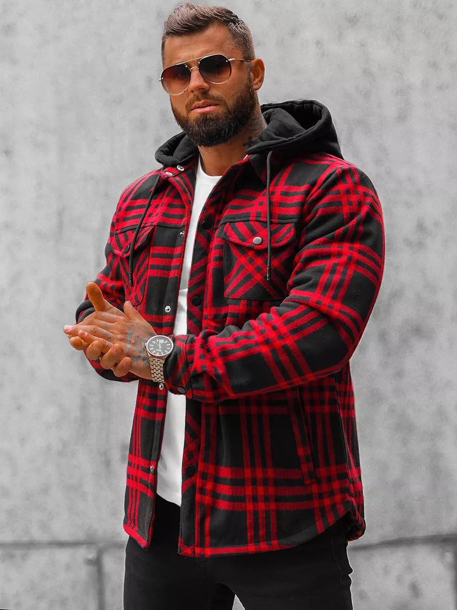 Sarkana vīriešu jaka ar kapuci Akor